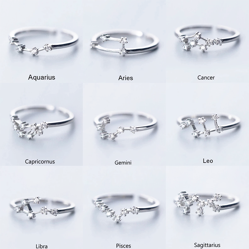 Zodiac Constellation Adjustable Ring
