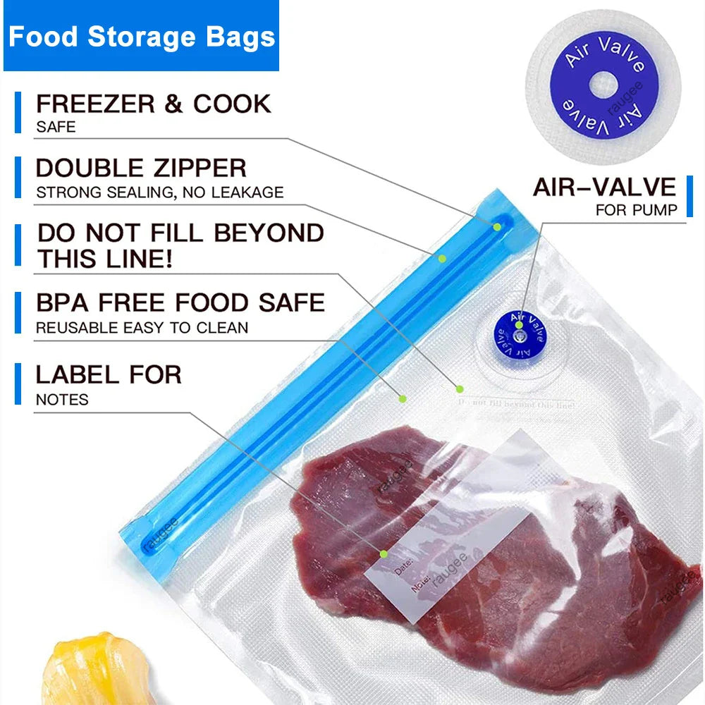 Reusable Vacuum Food Storage Bags (10 pcs)