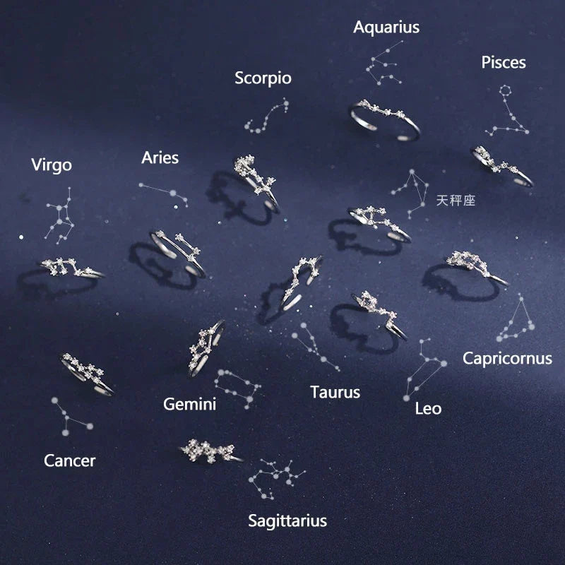Zodiac Constellation Adjustable Ring