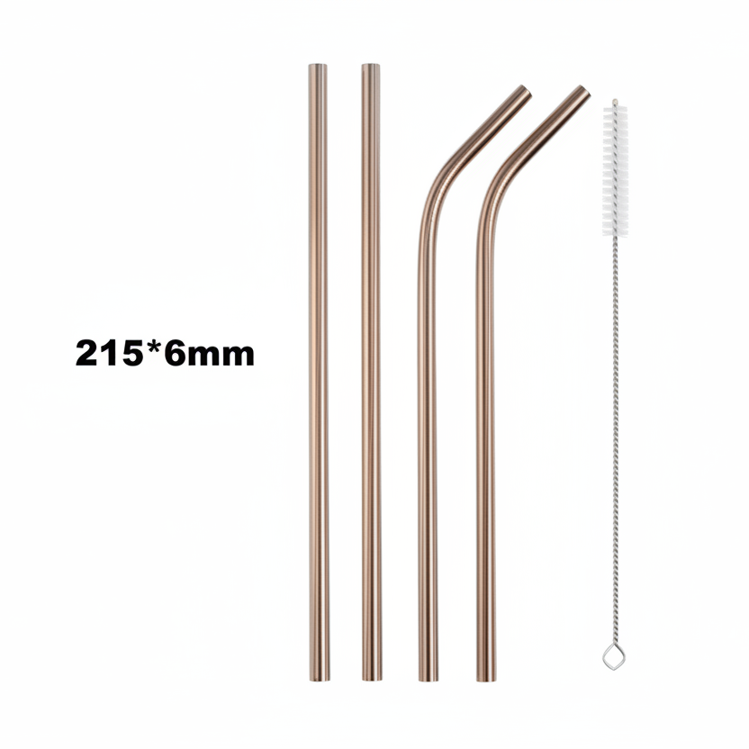 Reusable Stainless Steel Straw Set (5 pcs)