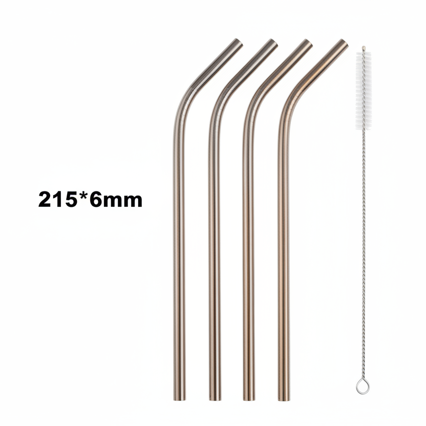 Reusable Stainless Steel Straw Set (5 pcs)