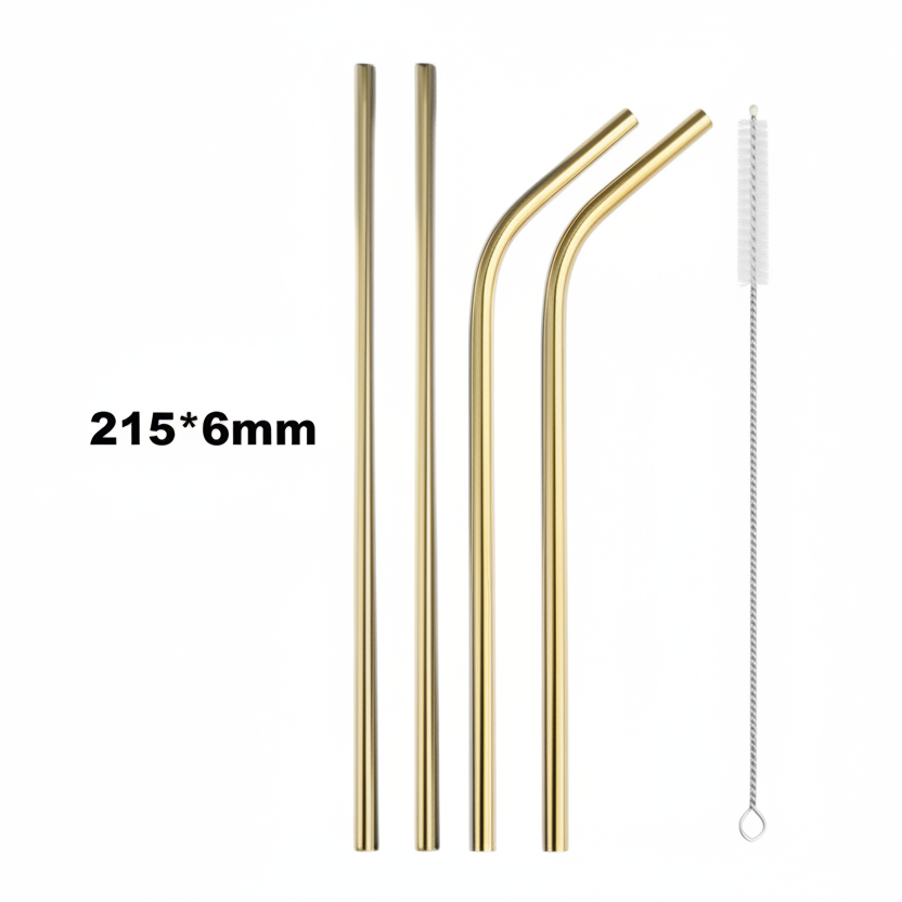 Reusable Stainless Steel Straw Set (5 pcs)