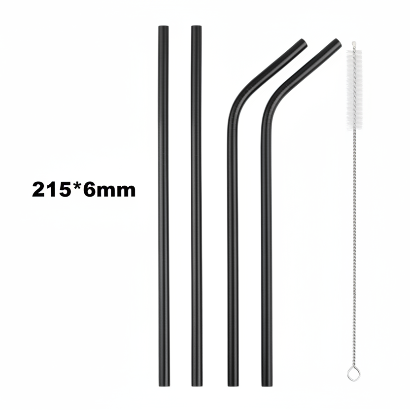 Reusable Stainless Steel Straw Set (5 pcs)