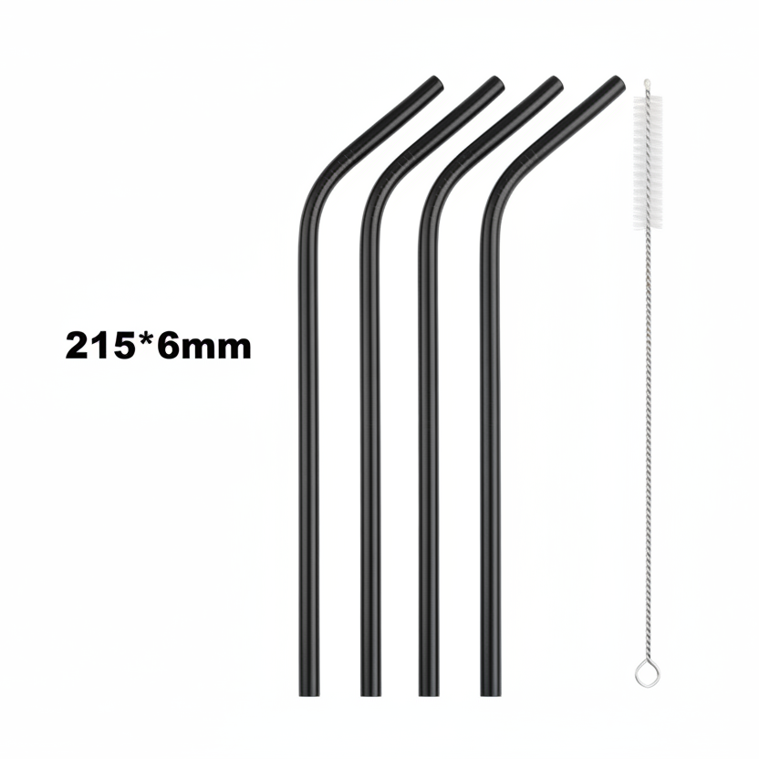 Reusable Stainless Steel Straw Set (5 pcs)