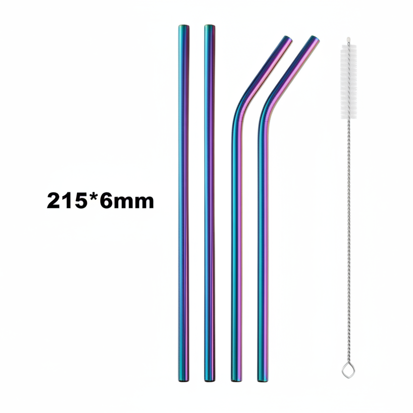 Reusable Stainless Steel Straw Set (5 pcs)