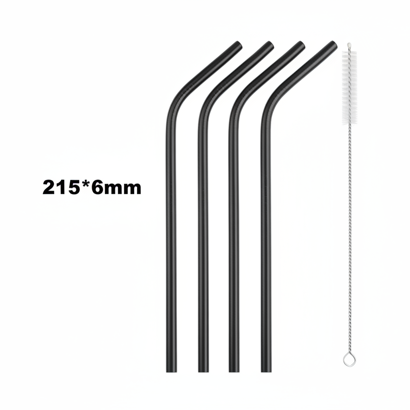 Reusable Stainless Steel Straw Set (5 pcs)